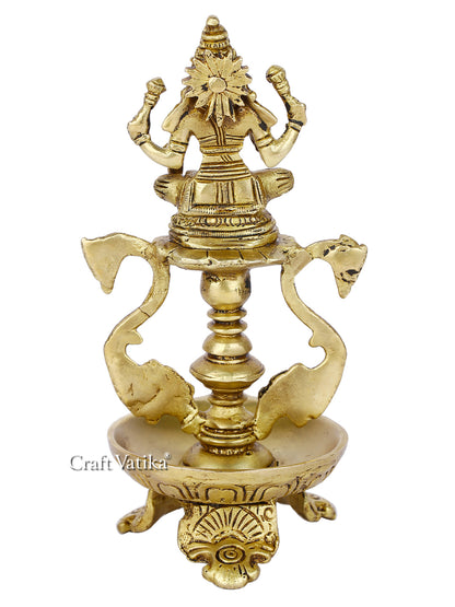 Brass Laxmi Idol Peacock Diya Oil Lamp Stand Showpiece Lbs108