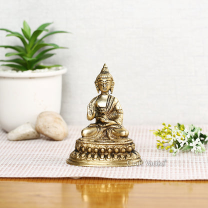 Blessing Lord Buddha Brass Idol With Scared Kalash Bbs249