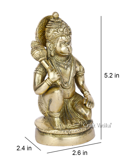 Brass Sitting Lord Hanuman Idol Murti Statue Hbs116